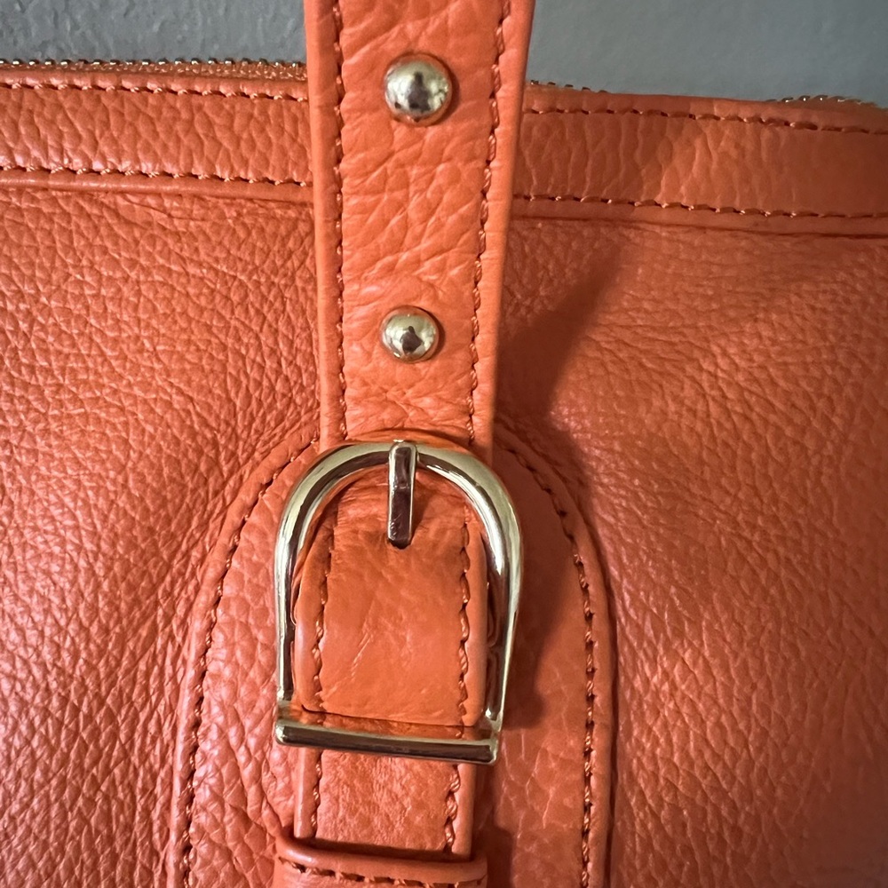 Onna Ehrlich Orange Leather Satchel with Gold Hardware Flawless Like brand new - Picture 4 of 9